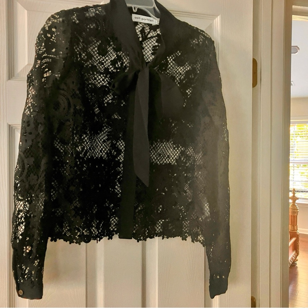 Self Portrait black lace top